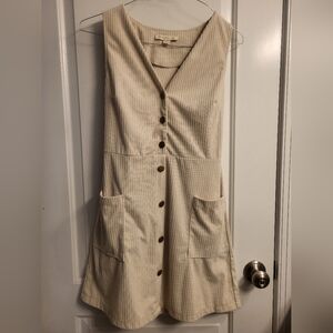 Cream Button-Down Dress With Pockets